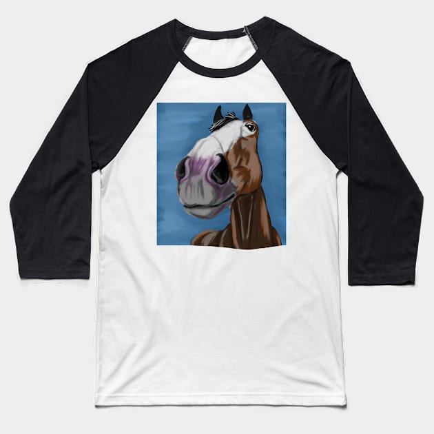 Funny horse portrait Baseball T-Shirt by Antiope